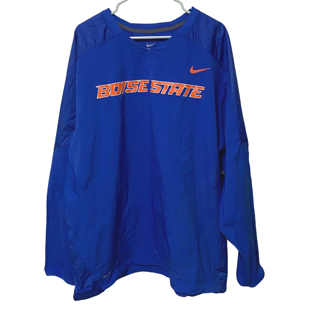 Nike Dri Fit BOISE STATE Broncos Pullover Windbreaker XXL Blue College Football